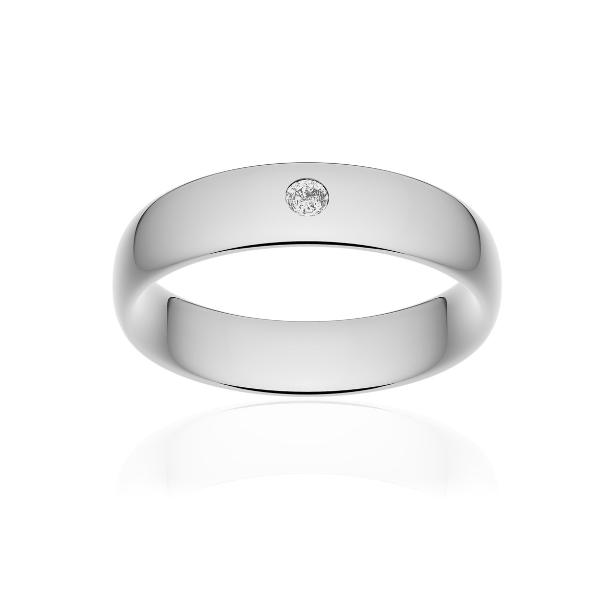 Alliance or 375 blanc poli ruban confort 5,5mm diamant brillant
