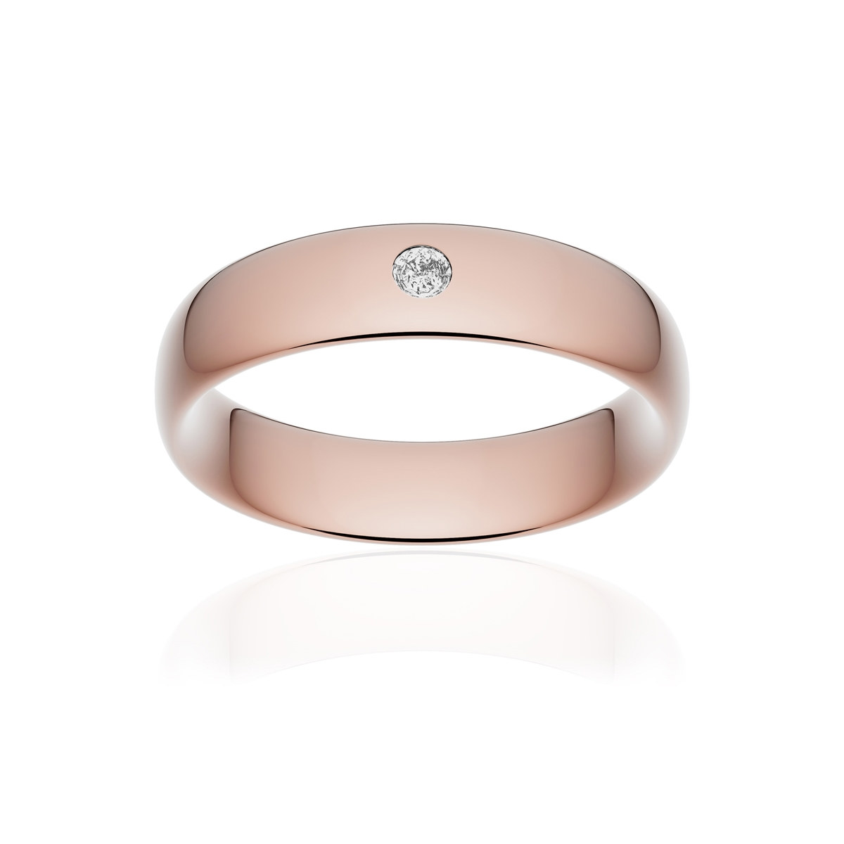 Alliance or 375 rose poli ruban confort 5,5mm diamant brillant