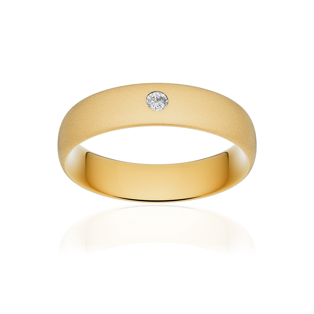 Alliance or 375 jaune sablé ruban confort 5,5mm diamant brillant
