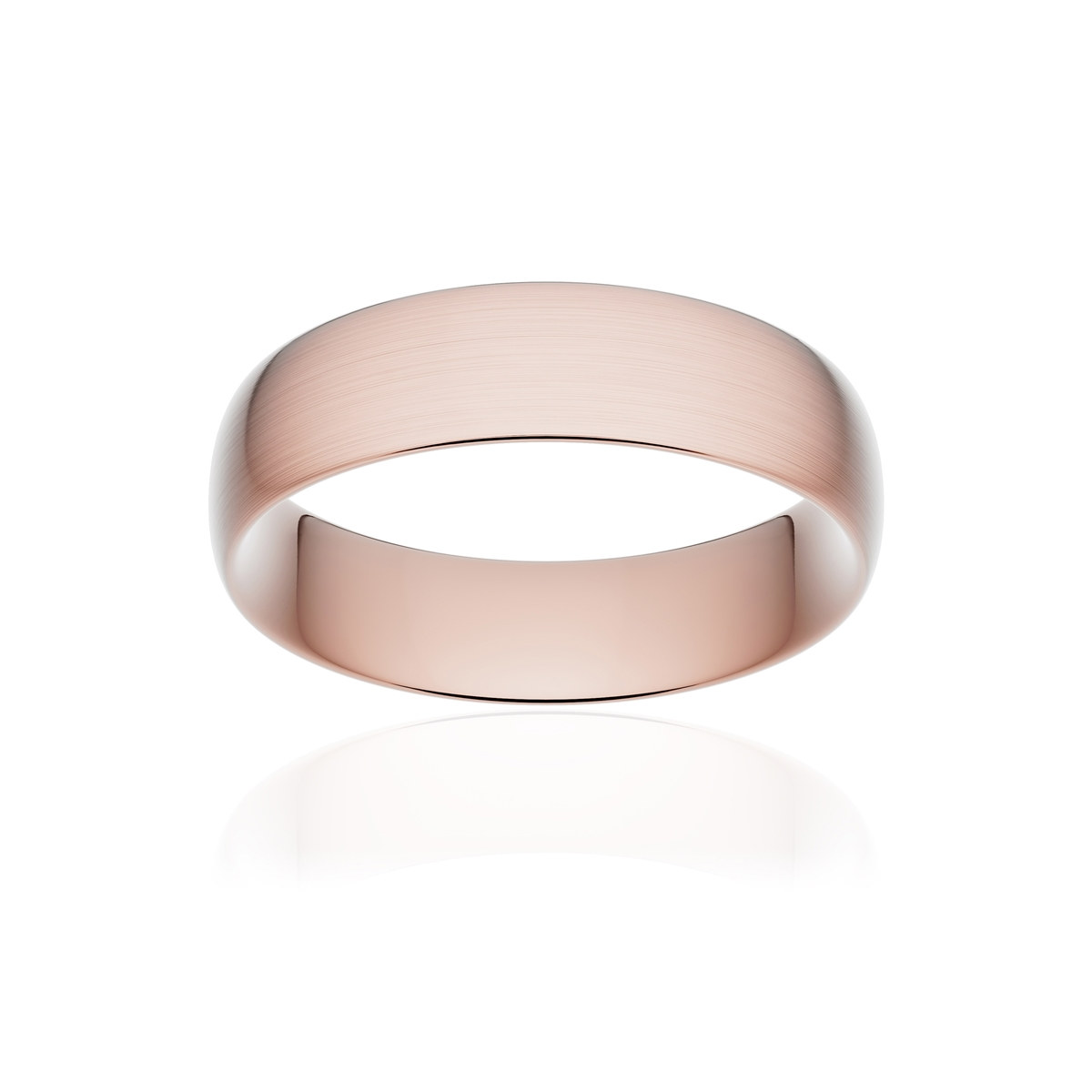 Alliance or 375 rose brossé demi-jonc confort 6mm