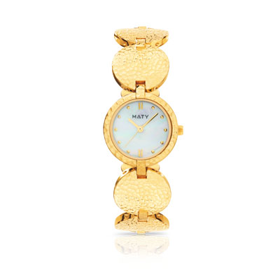 Montre femme bracelet m&eacute;tal dor&eacute;