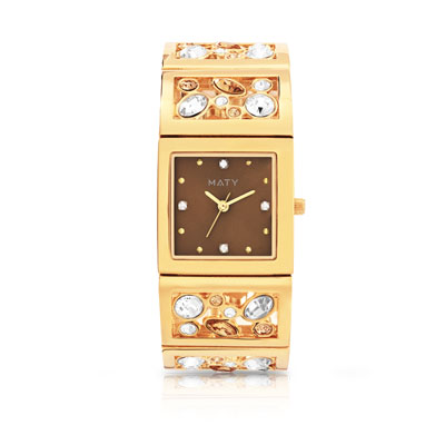 Montre femme bracelet m&eacute;tal dor&eacute;