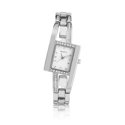 Montre femme bracelet m&eacute;tal chrom&eacute;