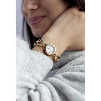 Montre femme métal doré et strass