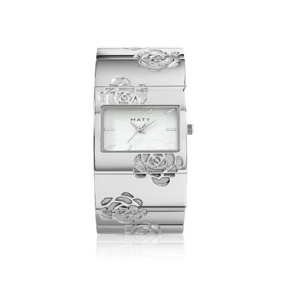 Montre femme bracelet métal chromé