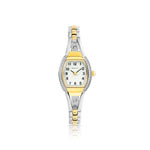 Montre femme bracelet m&eacute;tal bicolore
