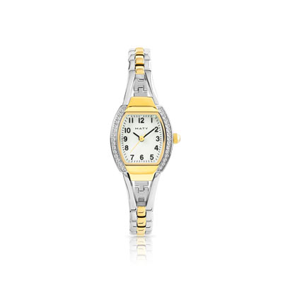 Montre femme bracelet m&eacute;tal bicolore