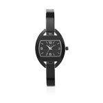Montre femme bracelet m&eacute;tal noir