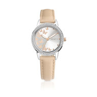 Montre femme bracelet cuir beige
