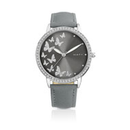 Montre femme bracelet cuir gris