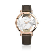 Montre acier rose bracelet cuir