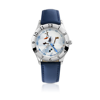 Montre Olaf chromée bracelet cuir Disney