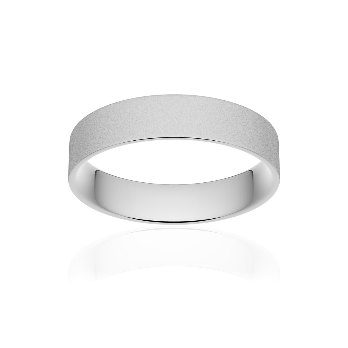 Alliance or 375 blanc sablé ruban plat confort 4,5mm
