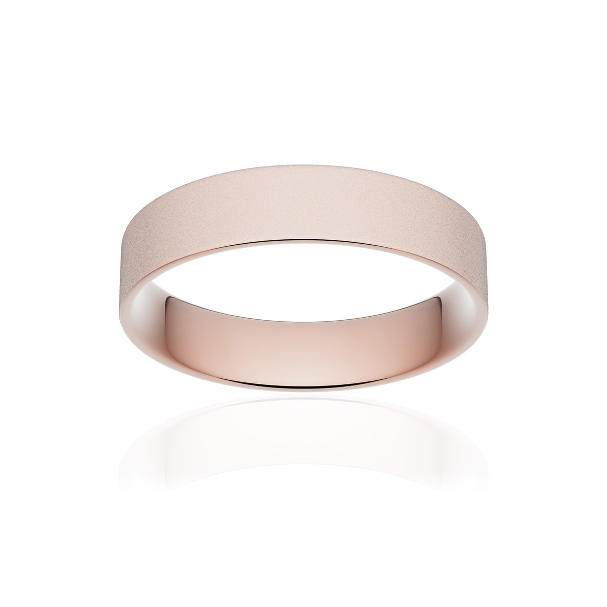Alliance or 375 rose sablé ruban plat confort 4,5mm