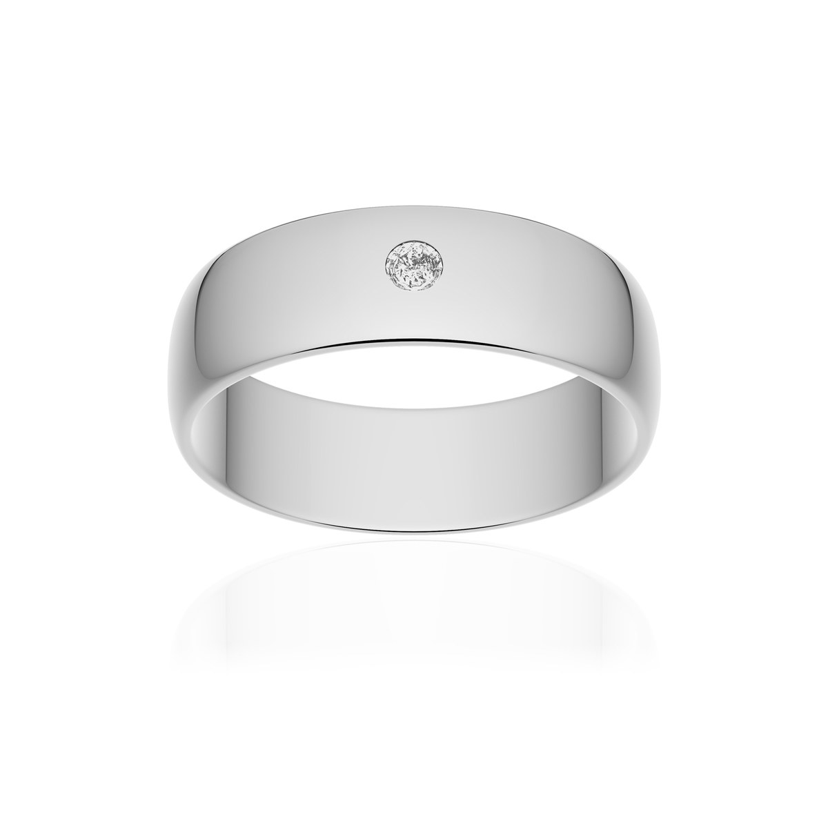 Alliance or 750 blanc poli demi-jonc 6mm diamant brillant