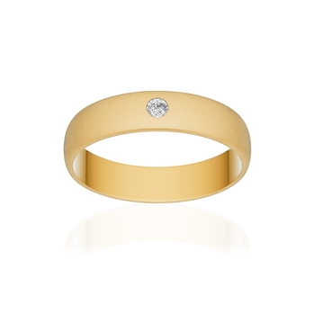 Alliance or 750 jaune sablé demi-jonc 4,5mm diamant brillant