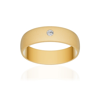 Alliance or 750 jaune sablé demi-jonc 5,5mm diamant brillant