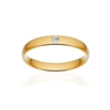 Alliance or 750 jaune poli demi-jonc confort 3,5mm diamant brillant - vue V1