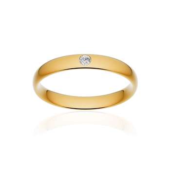 Alliance or 750 jaune poli demi-jonc confort 3,5mm diamant brillant