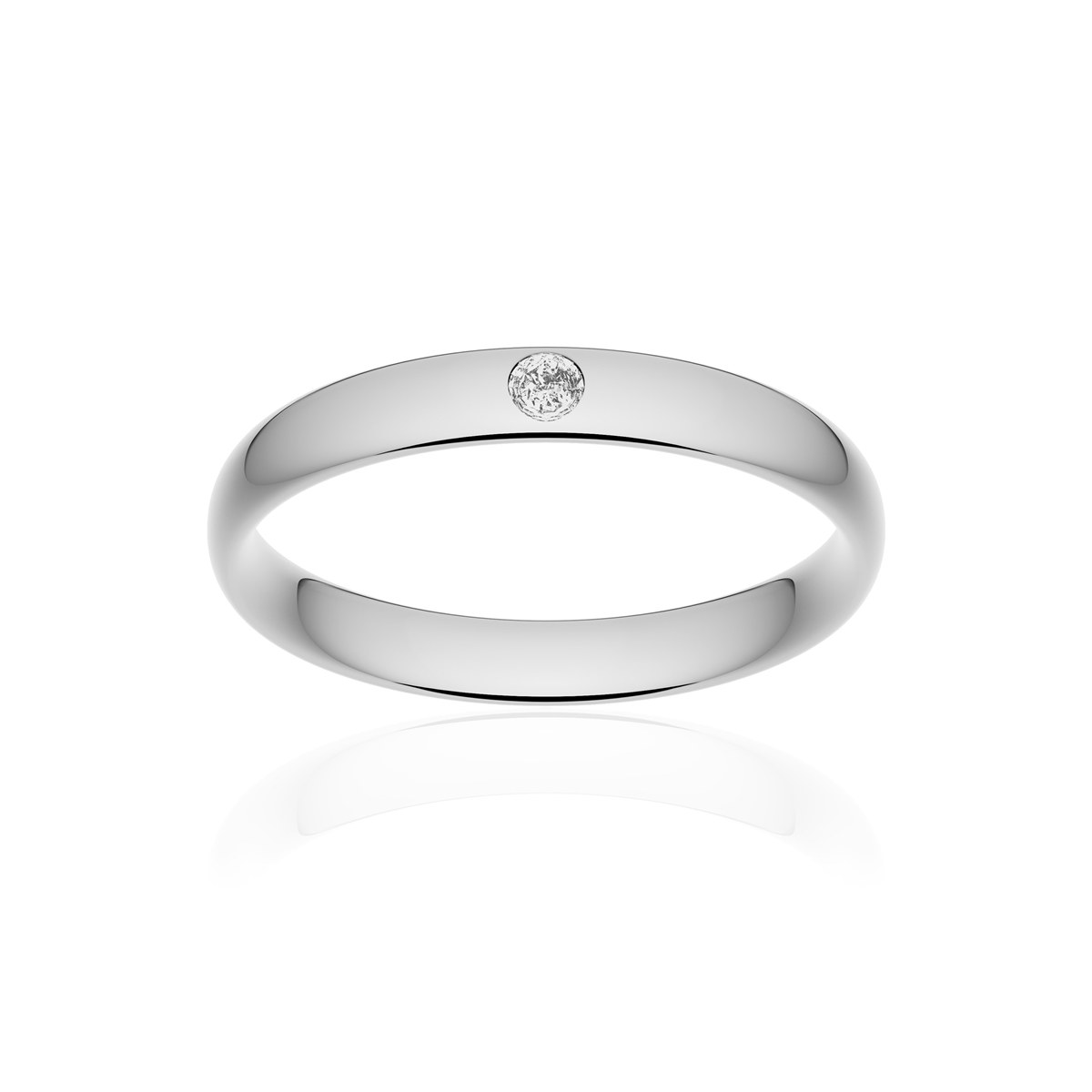 Alliance or 750 blanc poli demi-jonc confort 3,5mm diamant brillant