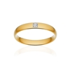 Alliance or 750 jaune poli demi-jonc confort 3,5mm diamant princesse - vue V1