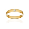 Alliance or 750 jaune poli demi-jonc confort 4mm diamant brillant - vue V1