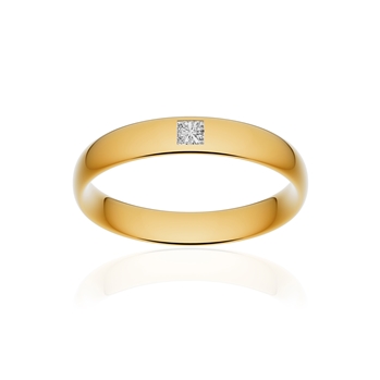 Alliance or 750 jaune poli demi-jonc confort 4mm diamant princesse