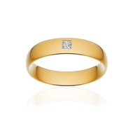 Alliance or 750 jaune poli demi-jonc confort 5mm diamant princesse