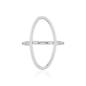 Bague argent 925, motif ovale, style chaînage, maillons rectangulaires