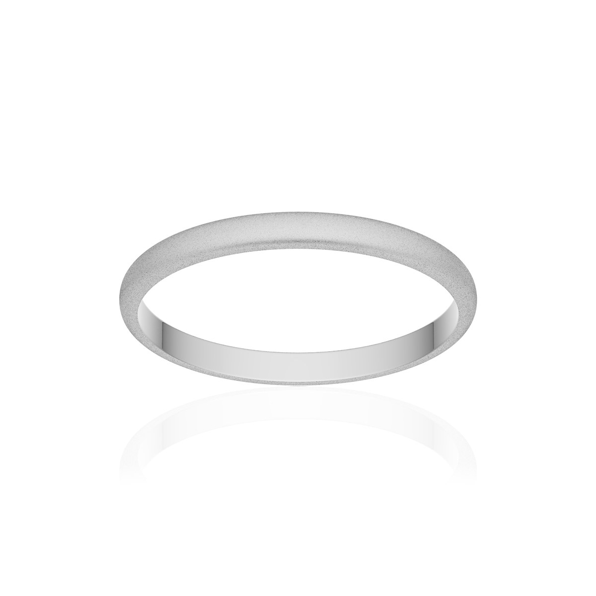 Alliance platine 950 sablé demi-jonc 2 mm