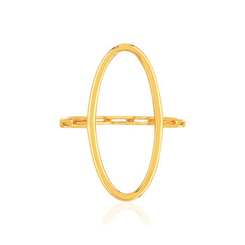 Geel vergulde ring, ovaal ketting-stijl ontwerp