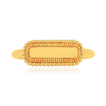 Bague plaqué or jaune perlée rectangulaire