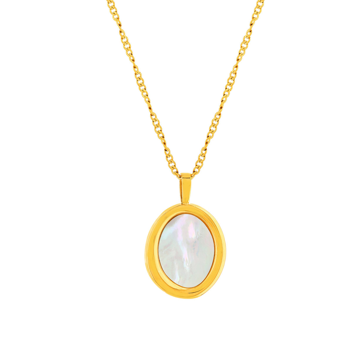 Collier acier jaune nacre 46 cm