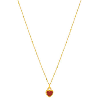 Collier acier jaune nacre coeur 45cm
