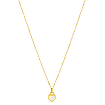 Collier acier jaune nacre coeur 45cm