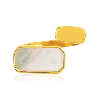 Bague acier jaune nacre