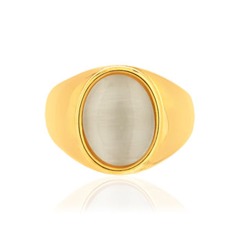 Bague ouverte acier jaune pierre imitation blanche
