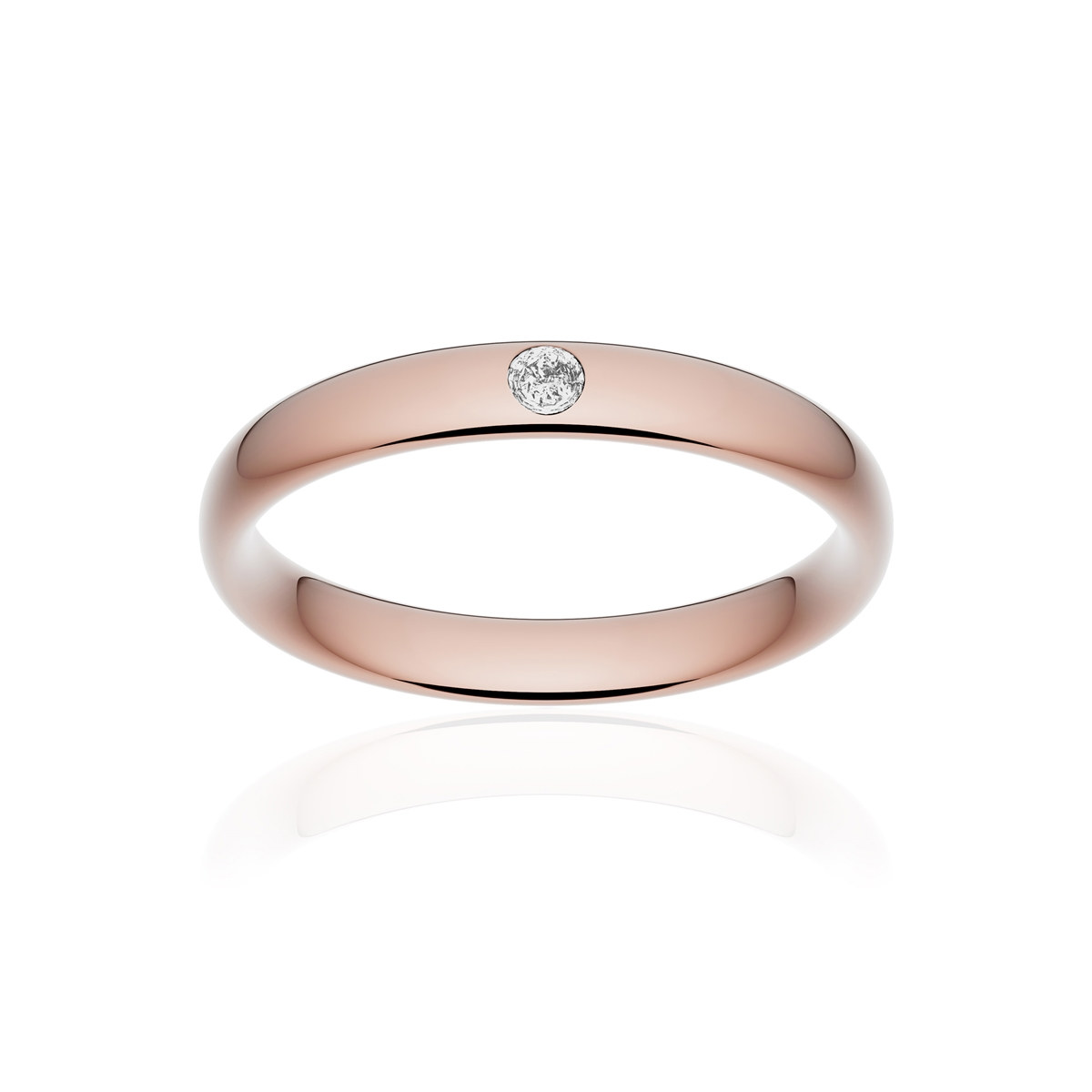 Alliance or 750 rose poli ruban confort 3,5mm diamant brillant