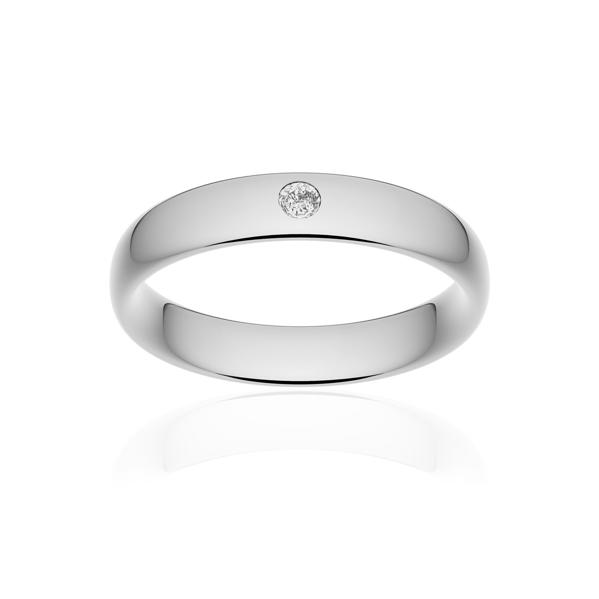 Alliance or 750 blanc poli ruban confort 4,5mm diamant brillant