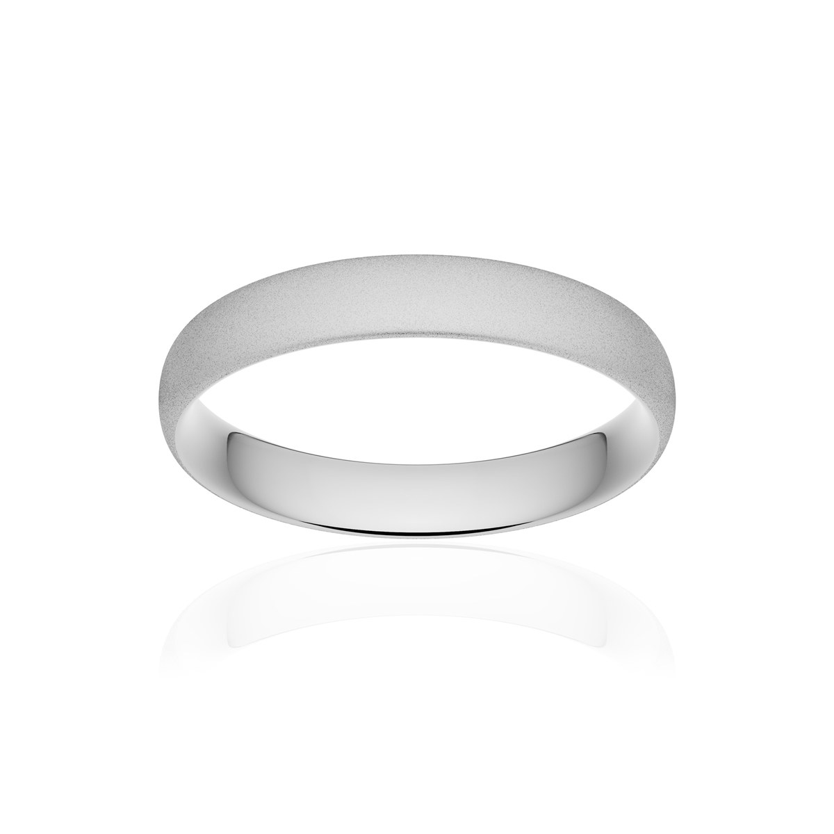 Alliance or 750 blanc sablé demi-jonc confort 4mm