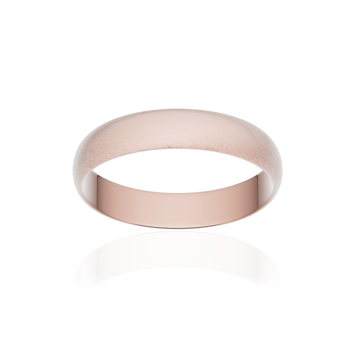 Alliance or 750 rose givré ruban 4mm