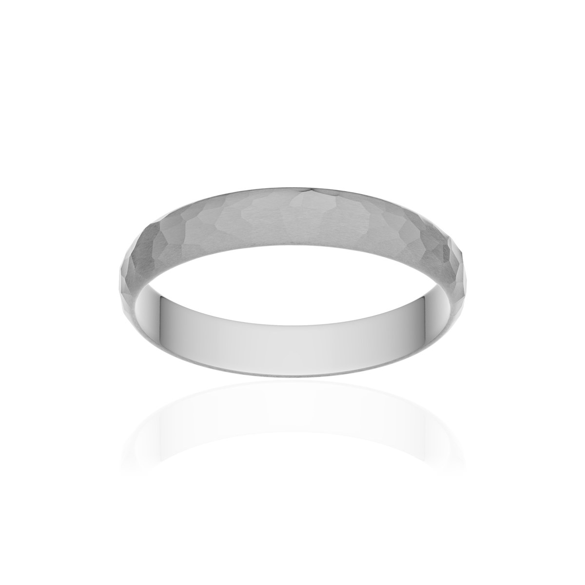Alliance or 750 blanc martelé ruban 3,5mm