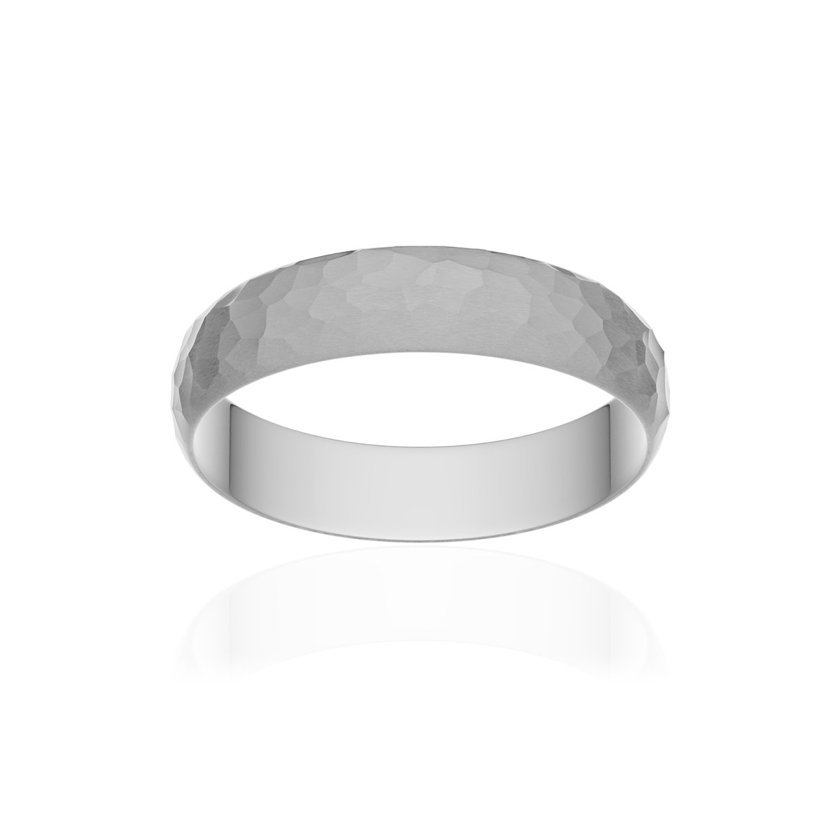 Alliance or 750 blanc martelé ruban 4,5mm