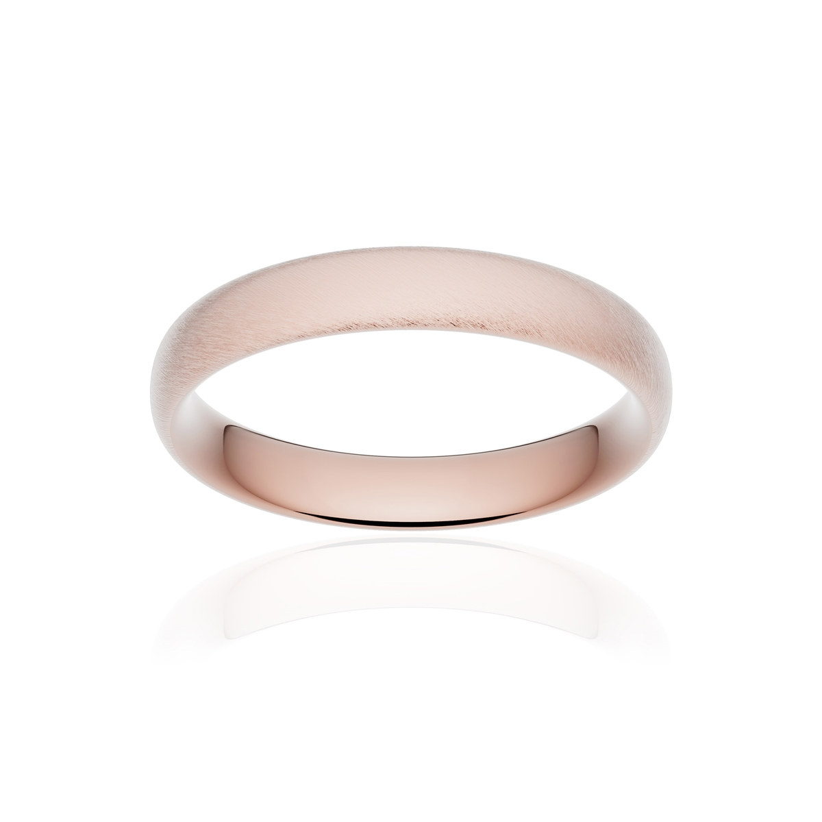 Alliance or 750 rose givré ruban confort 4mm