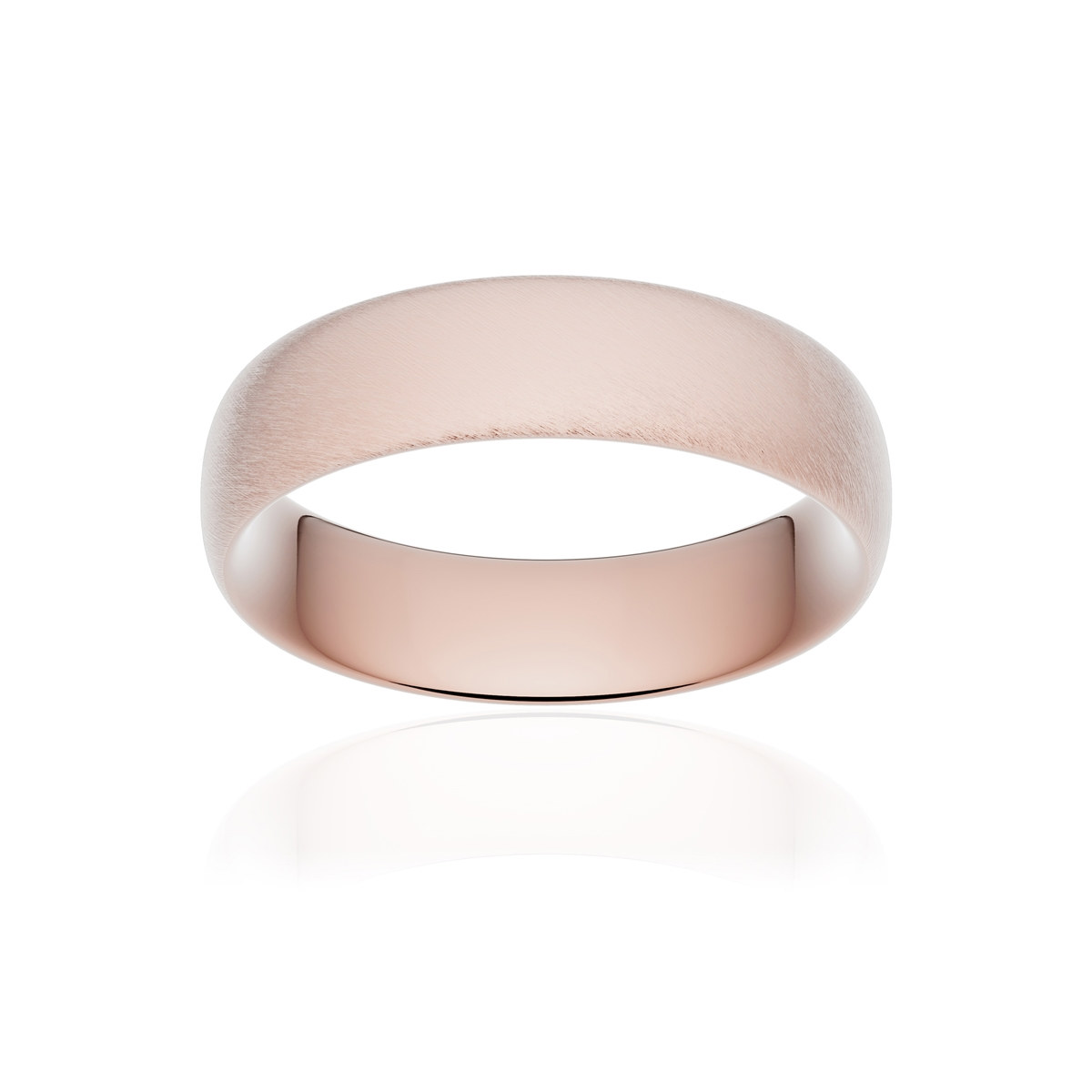 Alliance or 750 rose givré ruban confort 6mm