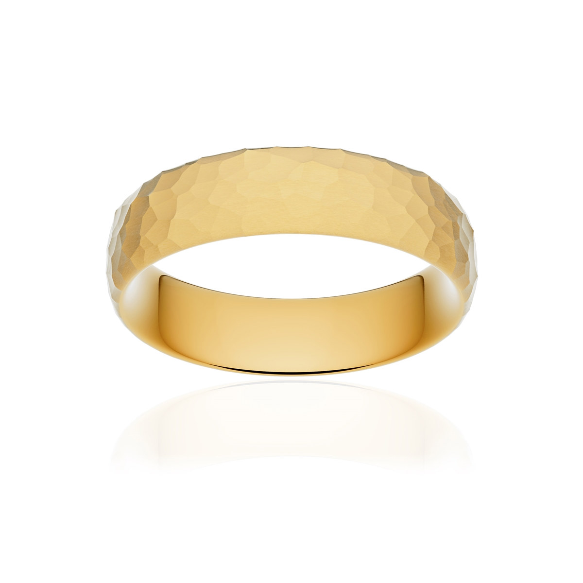 Alliance or 750 jaune martelé ruban confort 6mm