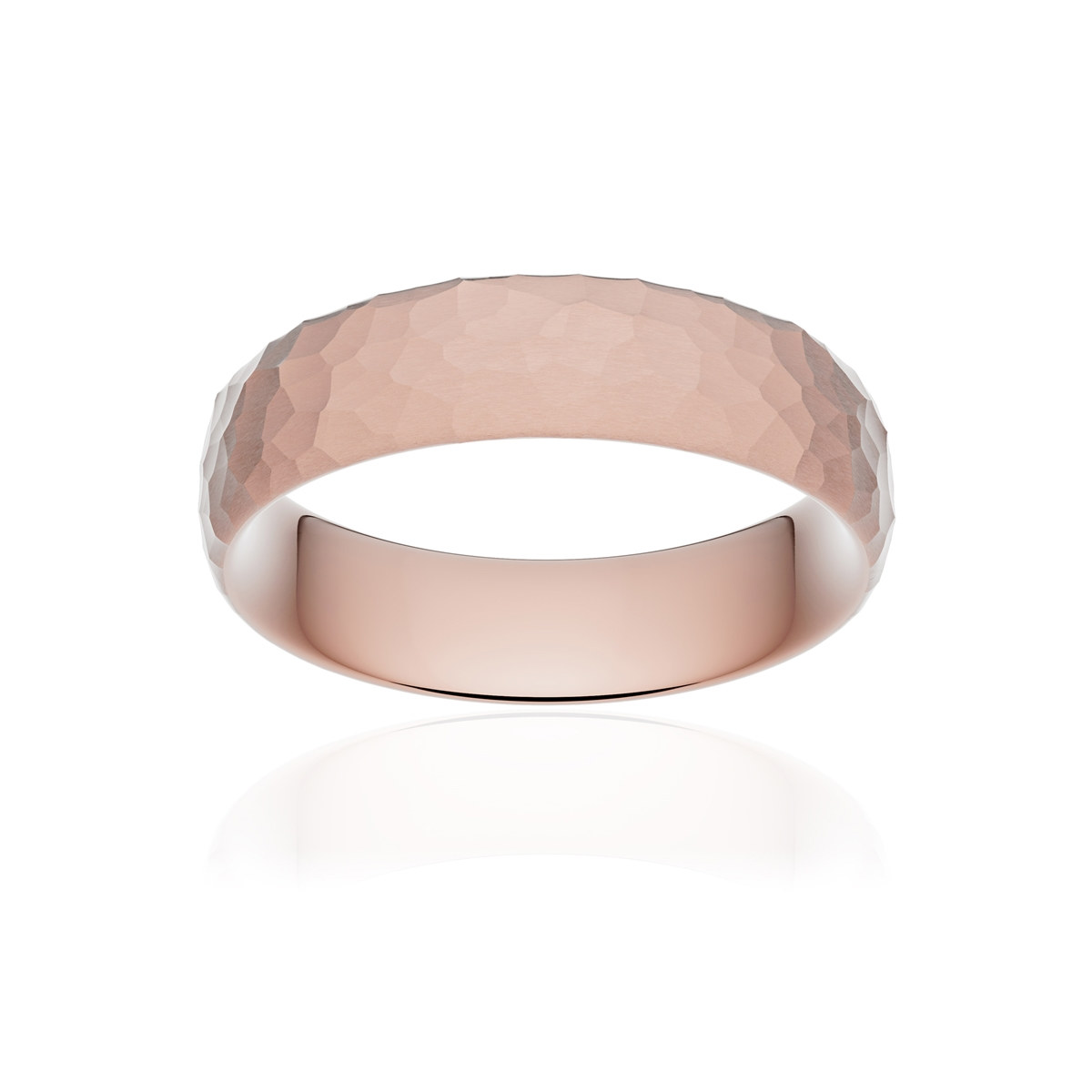 Alliance or 750 rose martelé ruban confort 6mm