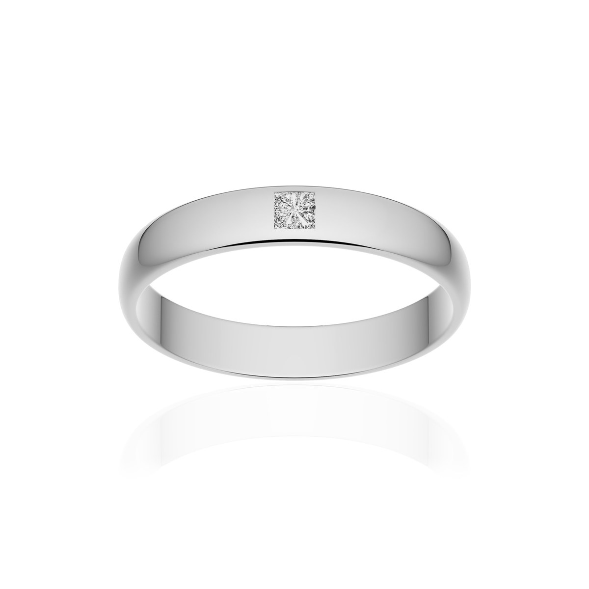 Alliance or 375 blanc poli demi-jonc 3,5mm diamant princesse