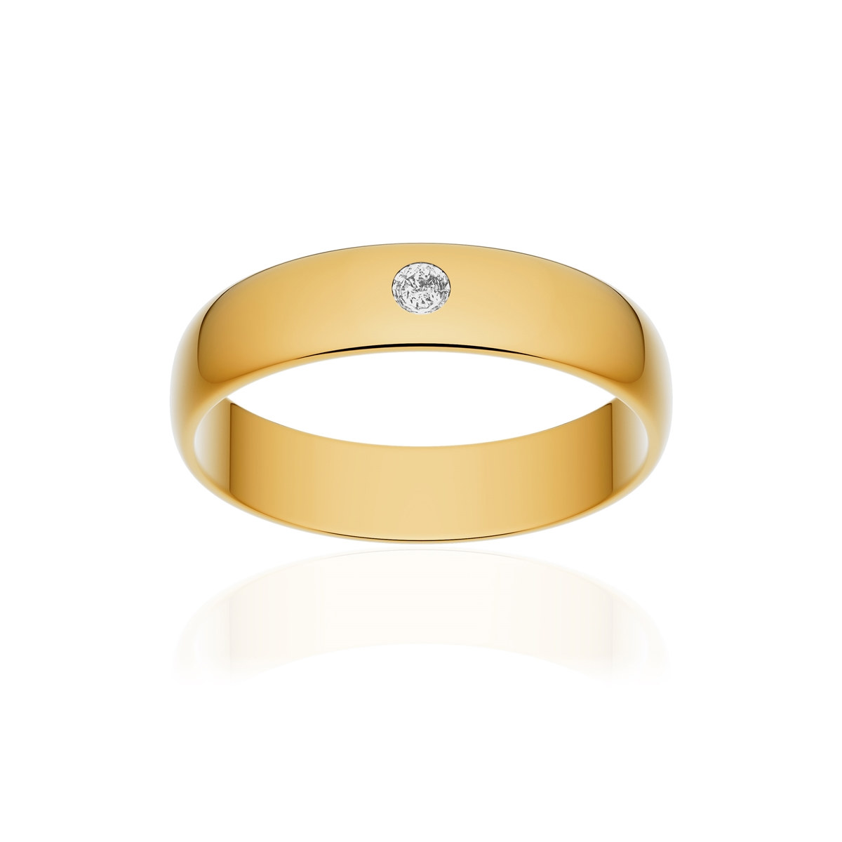 Alliance or 375 jaune poli demi-jonc 4,5mm diamant brillant