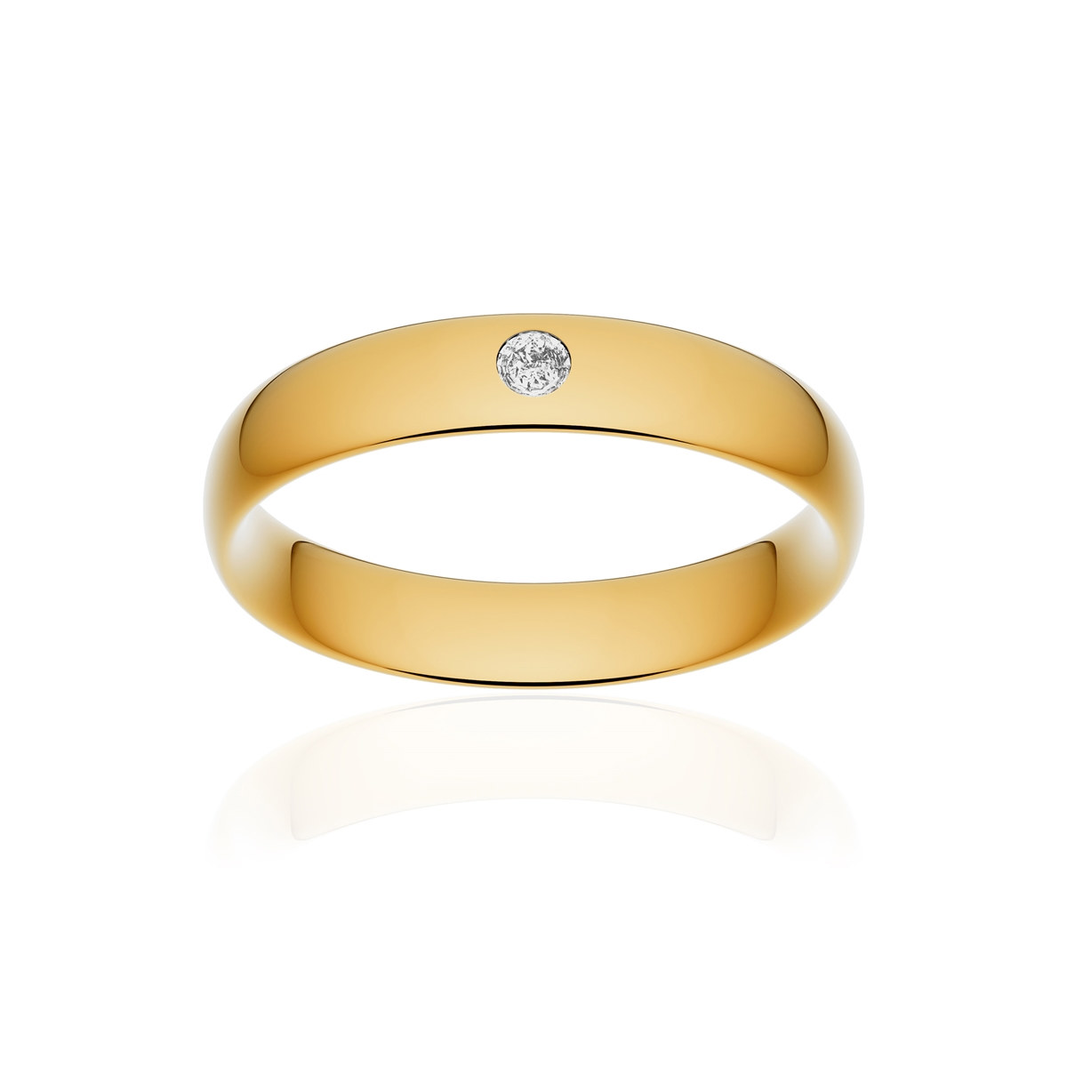 Alliance or 375 jaune poli demi-jonc confort 4,5mm diamant brillant
